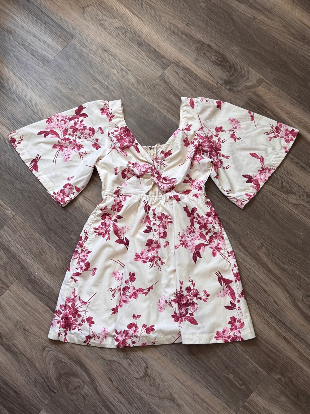 Abercrombie & Fitch Ivory Dress with Pink Floral Print